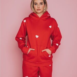 Brunette The Label - Red - All over heart sweatshirt